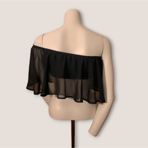 Boho Semi Sheer Multi Way Flowy Curtain Crop Top- Small - Picture 8 of 12